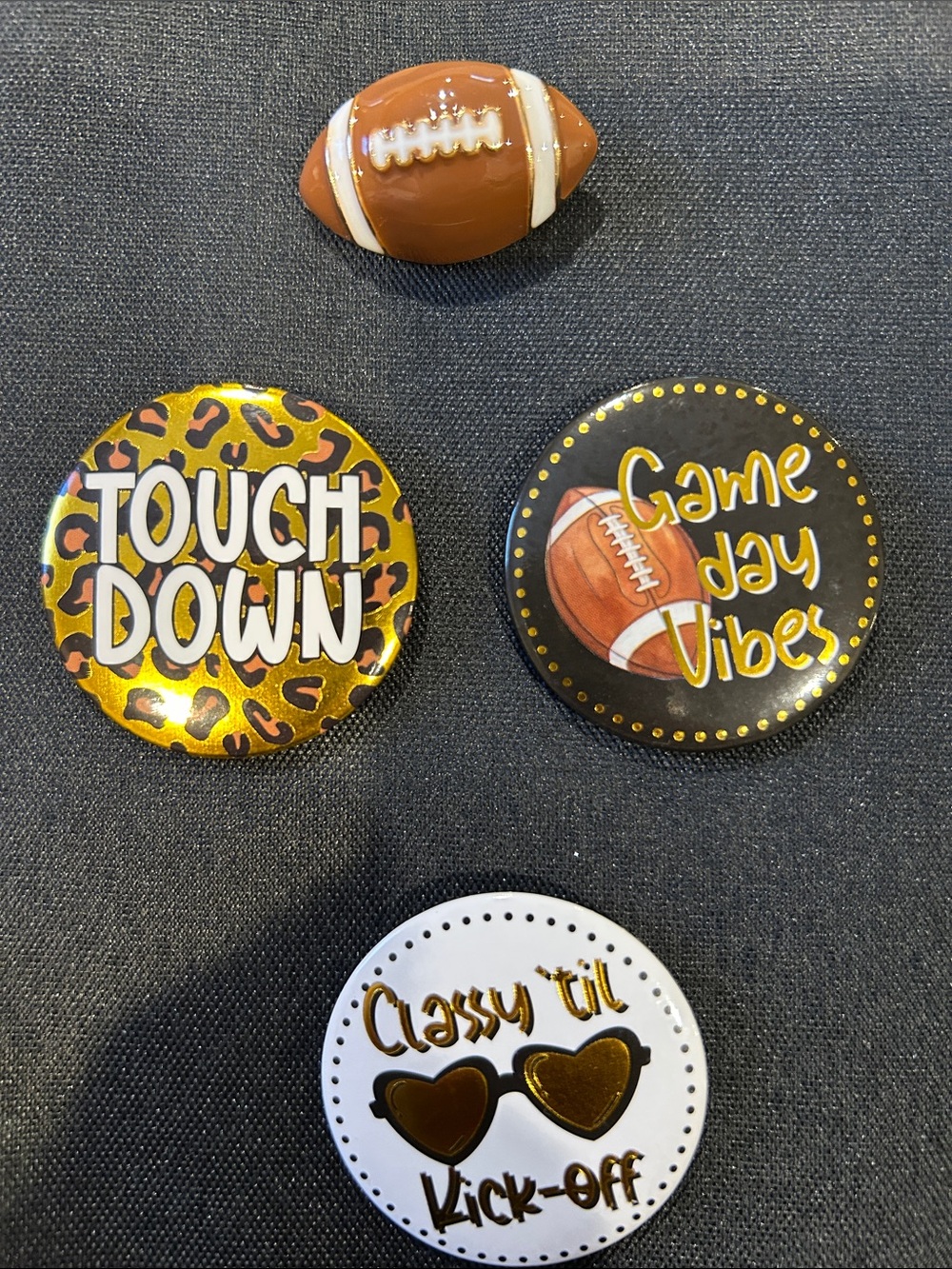 Game Day Button Set - White and Gold Football Theme